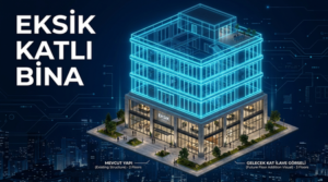 Planlı Alanlar Yönetmeliği Madde 25'e göre eksik katlı bina ve gelecekte yapılacak kat ilavesi ruhsat şeması.