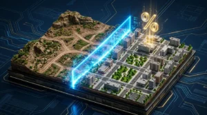 Düzenleme Ortaklık Payı'nın (DOP) mantığını anlatan genel bir şema. Bir arazinin ham halinden düzenli imar parsellerine ve kamu alanlarına dönüşümü.